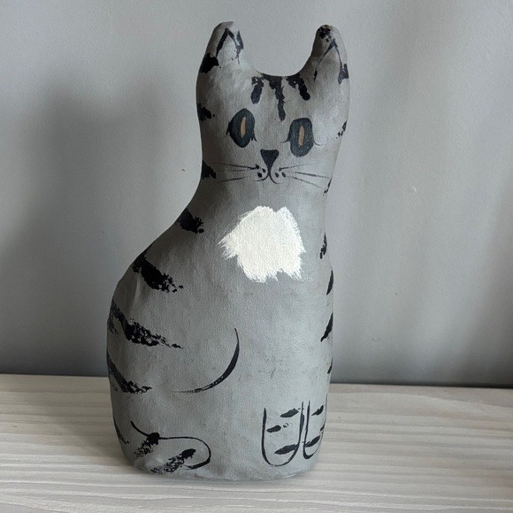 VTG‎ Toys From The Attic Gray Folk Art Cat Figurine